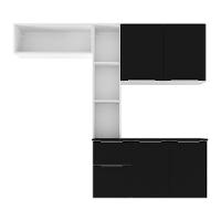 Armário De Cozinha Compacta Com Balcão Sofia Multimóveis V2005 Branco/Preto Branco/Preto - 2