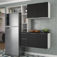 Armário De Cozinha Compacta Com Balcão Sofia Multimóveis V2005 Branco/Preto Branco/Preto - 6