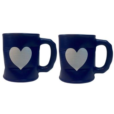 Jogo 2 Caneca Amassada 320ml Para Chá Cappuccino Azul