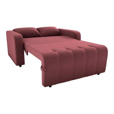 Sofá Cama Compacto 2 Lugares 1,38 Larg Amora New Matrix Veludo Vinho
