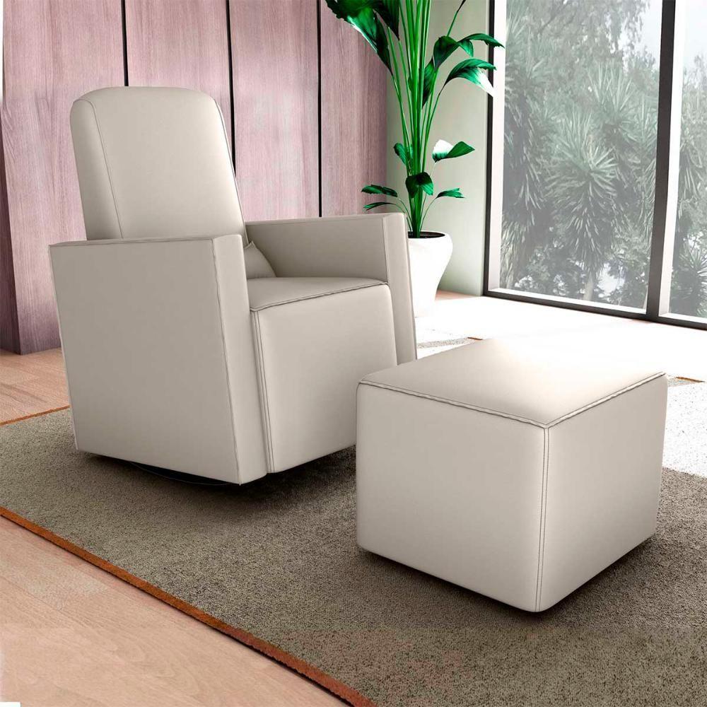 Poltrona De Amamentação Com Balaço E Puff Premium Annecy Matrix Sintetico Bege Sintetico Bege - 5