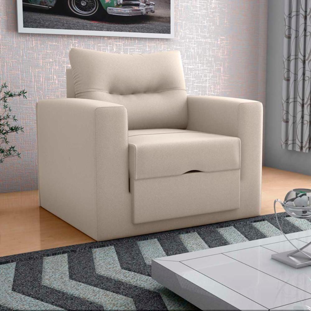 Sofa Cama Poltrona 1 Lugar Solteiro 0,90 Larg Marissol Matrix Suede Bege - 2