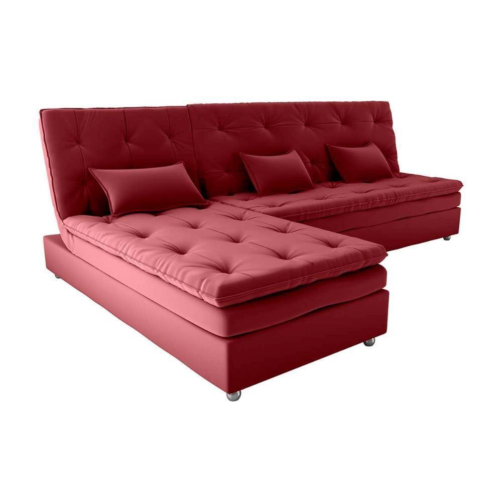 Conjunto Sofá Cama 3 Lugares Com Pillow Top E Chaise Penelope Matrix Veludo Vinho - 4