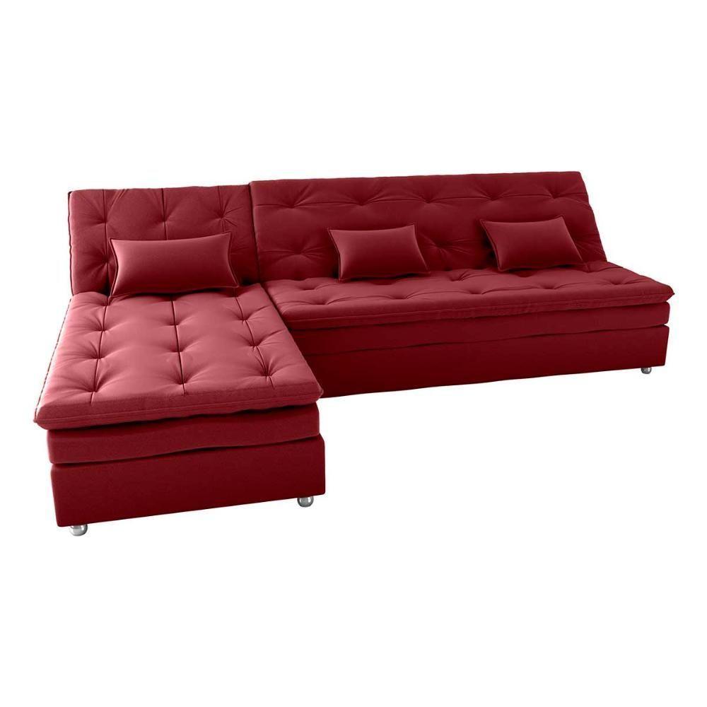 Conjunto Sofá Cama 3 Lugares Com Pillow Top E Chaise Penelope Matrix Veludo Vinho - 6