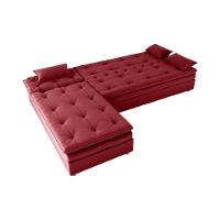 Conjunto Sofá Cama 3 Lugares Com Pillow Top E Chaise Penelope Matrix Veludo Vinho - 3