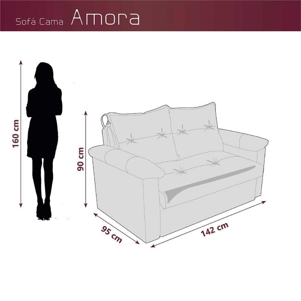 Sofá Cama Compacto 2 Lugares 1,38 Larg Amora New Matrix Veludo Cinza - 6