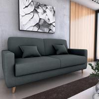 Sofá Cama Premium 3 Lugares 1,90 Larg Emilia Matrix Veludo Cinza - 2