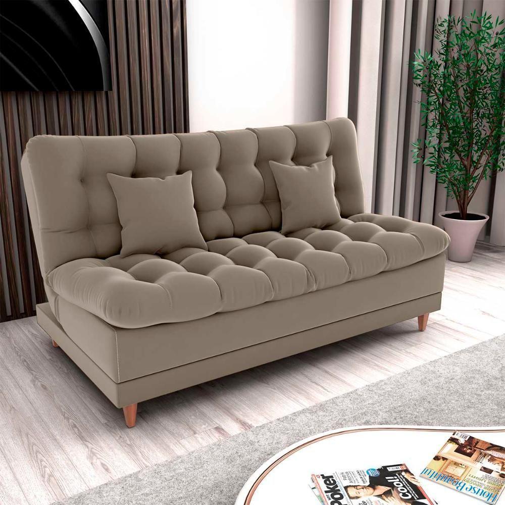 Sofá Cama 3 Lugares Casal Confortável 1,85 Larg Duda Matrix Veludo Capuccino - 3