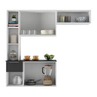 Armário De Cozinha Compacta Com Balcão Sofia Multimóveis V2003 Branco/Preto Branco/Preto - 3