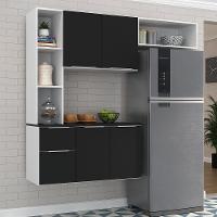 Armário De Cozinha Compacta Com Balcão Sofia Multimóveis V2003 Branco/Preto Branco/Preto - 8