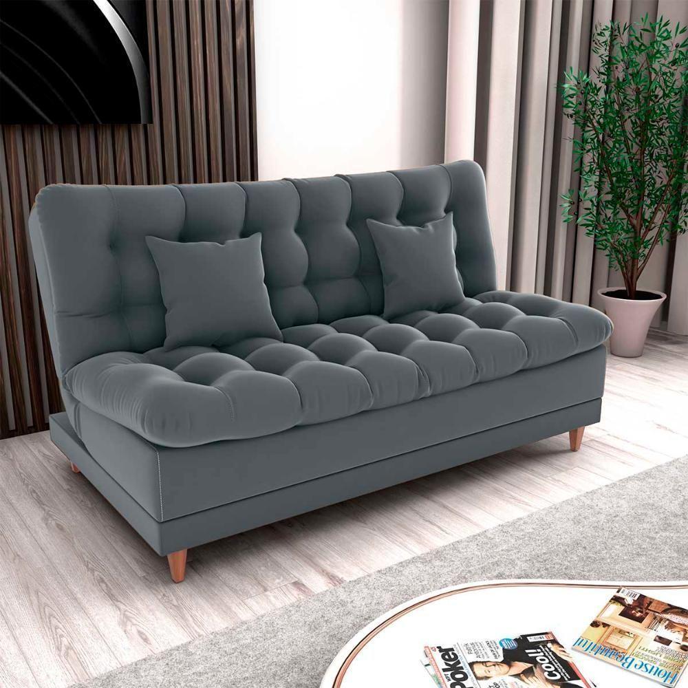 Sofá Cama 3 Lugares Casal Confortável 1,85 Larg Duda Matrix Veludo Cinza - 3