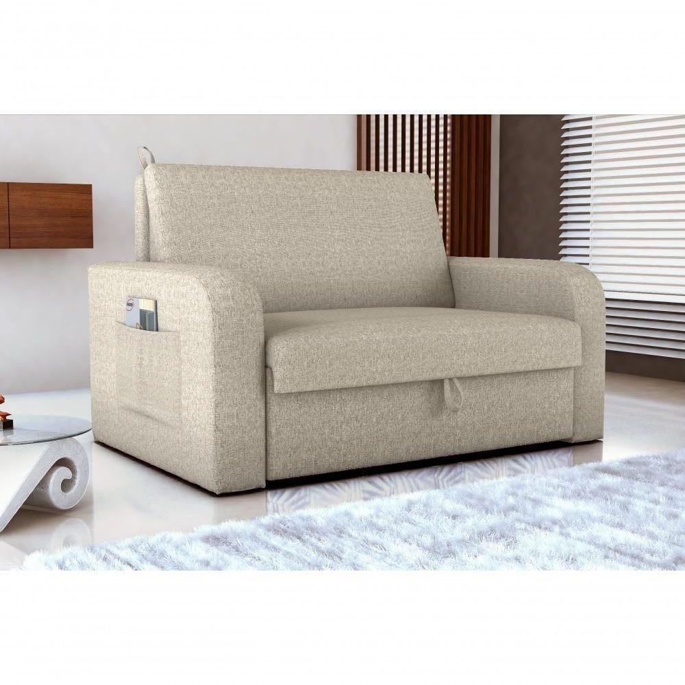 Sofá Cama 2 Lugares Compacto Com Baú 145 Larg Daiane Matrix Linho Milenium Palha - 2
