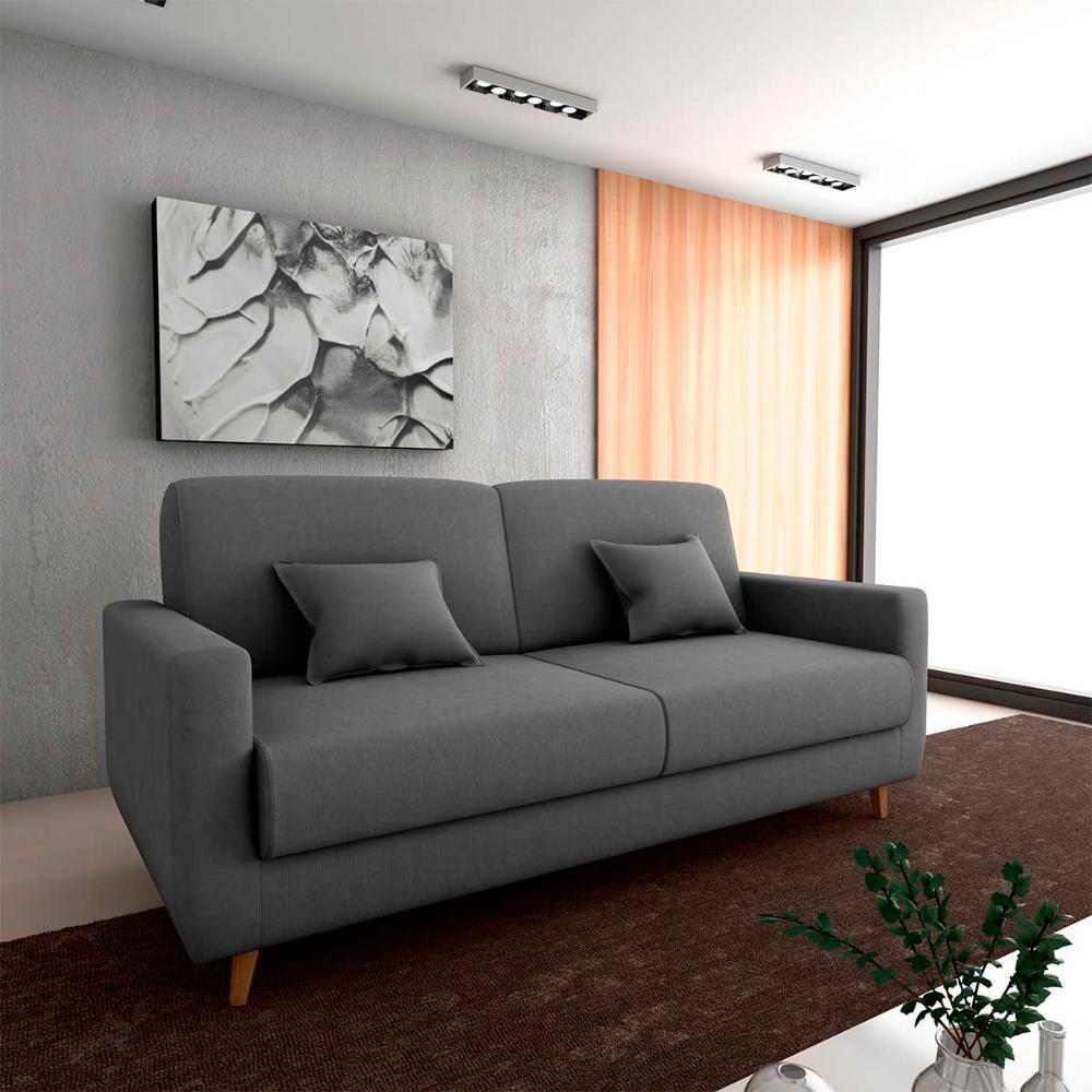 Sofá Cama Premium 3 Lugares 1,90 Larg Emilia Matrix Suede Cinza - 3