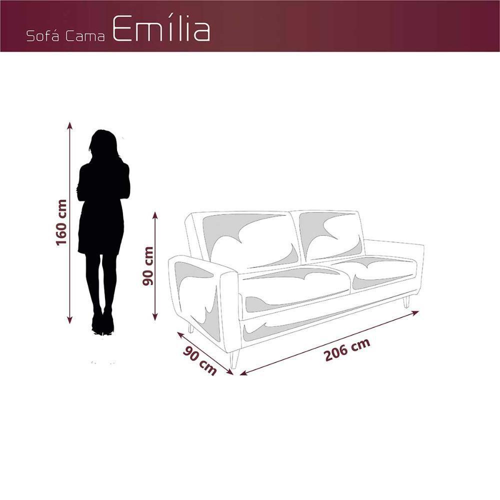 Sofá Cama Premium 3 Lugares 1,90 Larg Emilia Matrix Suede Cinza - 6