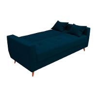 Sofá Cama Casal Premium 3 Lugares Com Baú 2,08 Larg Pamela Matrix Veludo Turkey Petróleo - 2