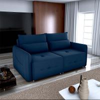 Sofá Cama 2 Lugares Com Com Assentos Divididos Premium Com Almofadas Celine Matrix Veludo Azul - 4