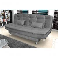 Sofá Cama 3 Lugares Com Pillow Reclinável 190 Larg Salomé Matrix Suede Cinza - 4