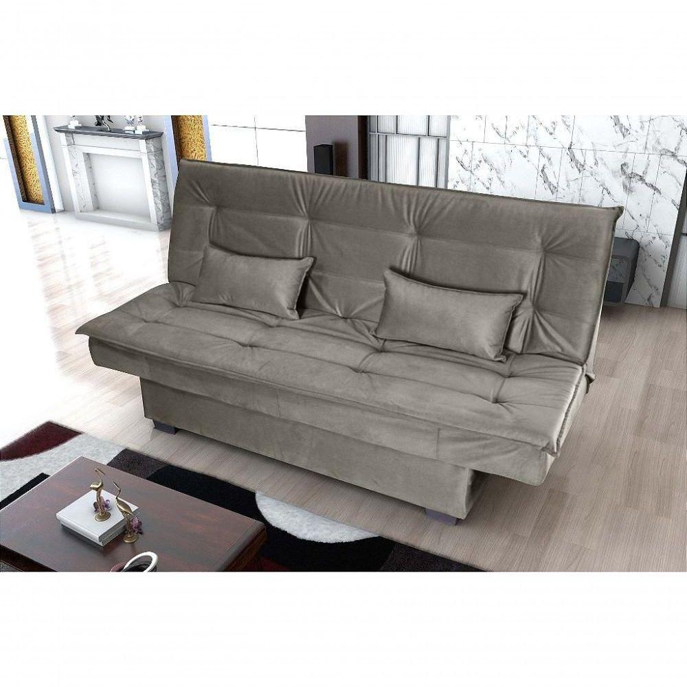 Sofá Cama 3 Lugares Casal Premium Reclinavel 1,80 Larg Esmeralda Matrix Suede Capuccino - 4