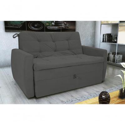 Sofá Cama2 Lugares Compacto Retratil Meg Matrix Suede Cinza
