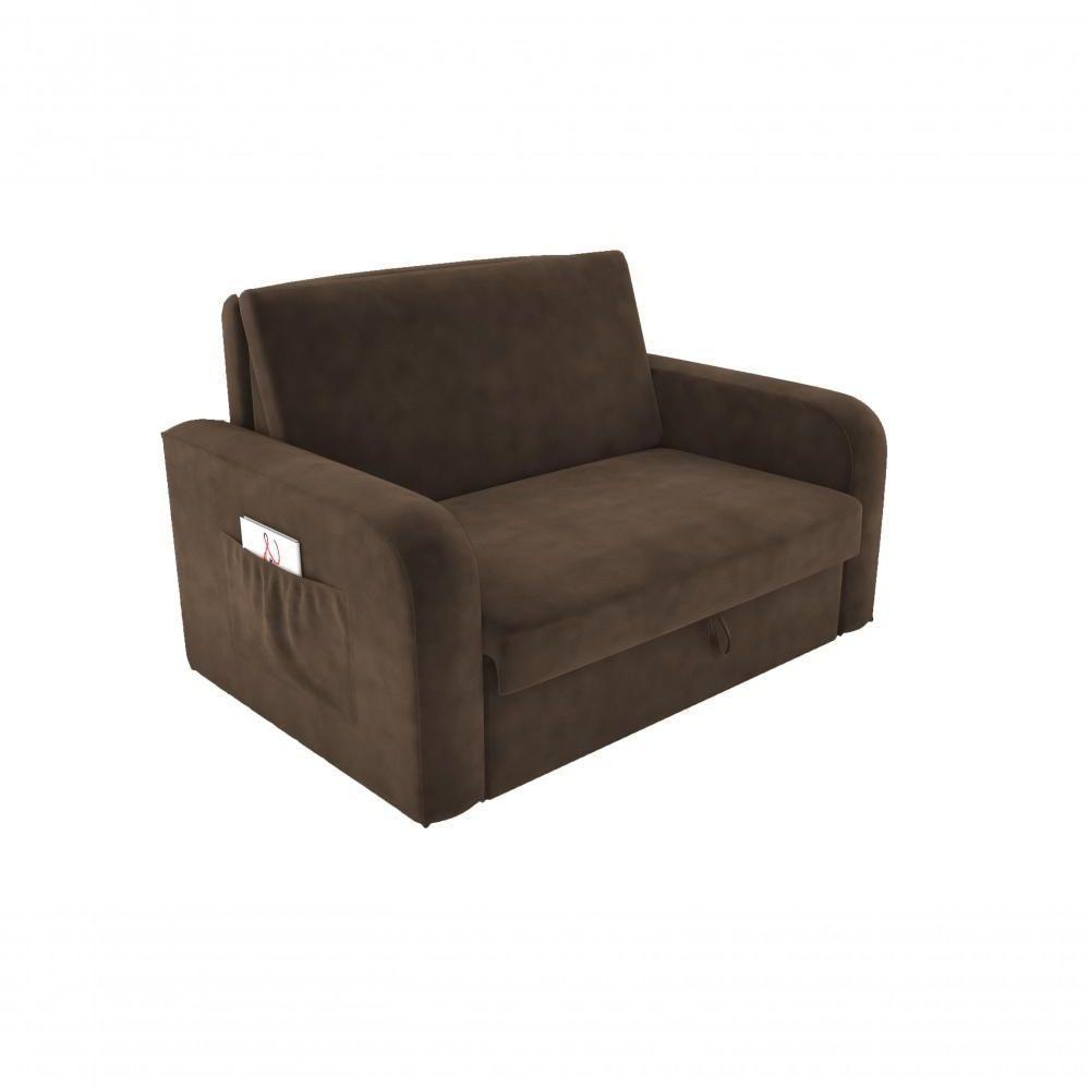 Sofá Cama 2 Lugares Compacto Com Baú 145 Larg Daiane Matrix Veludo Marrom - 1