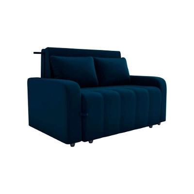Sofá Cama Compacto 2 Lugares 1,38 Larg Amora New Matrix Veludo Azul