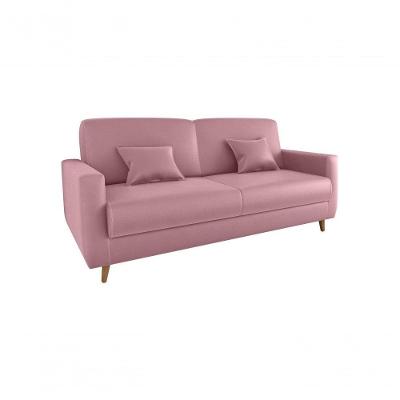 Sofá Cama Premium 3 Lugares 1,90 Larg Emilia Matrix Veludo Turkey Rosa