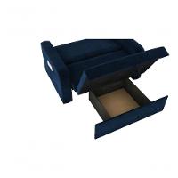 Sofá Cama 2 Lugares Compacto Com Baú 145 Larg Daiane Matrix Veludo Azul - 4