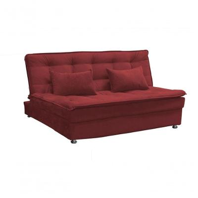 Sofá Cama Casal 3 Lugares Reclinável Com Pillow Top 1,80 Larg Penélope Matrix Veludo Vinho