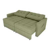 Sofá Cama Reclinável 2 Lugares Premium Com Assentos Dividido 2,20 Larg Nayla Matrix Boucle Oliva - 3