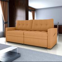 Sofá Cama Reclinável 2 Lugares Premium Com Assentos Dividido 2,20 Larg Nayla Matrix Boucle Mostarda - 6