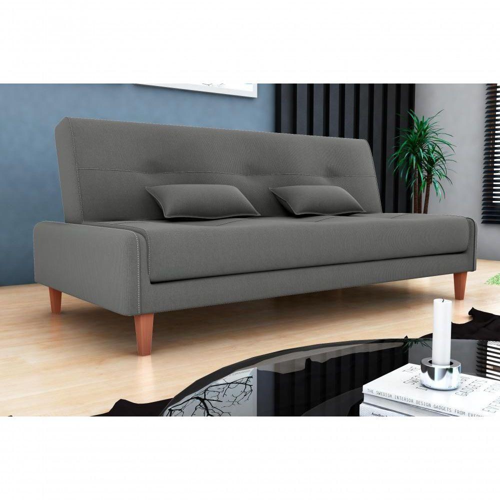 Sofá Cama Premium 3 Lugares Casal Sem Braço 1,90 Larg Blanca Matrix Suede Cinza - 2