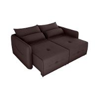 Sofá Cama 2 Lugares Com Com Assentos Divididos Premium Com Almofadas Celine Matrix Suede Marrom - 3