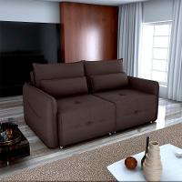 Sofá Cama 2 Lugares Com Com Assentos Divididos Premium Com Almofadas Celine Matrix Suede Marrom - 4