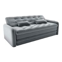 Sofá Cama Reclinável 3 Lugares Casal Com Bicama Auxiliar Madalena Matrix Veludo Cinza