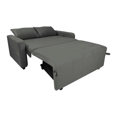 Sofá Cama Compacto 2 Lugares 1,38 Larg Amora New Matrix Suede Cinza