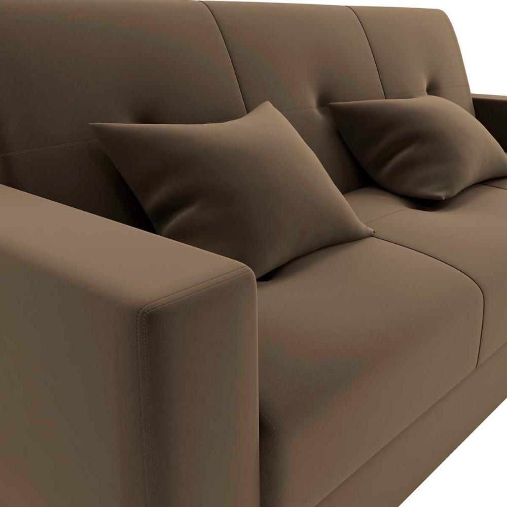 Sofá Cama Casal Premium 3 Lugares Com Baú 2,08 Larg Pamela Matrix Veludo Capuccino - 5