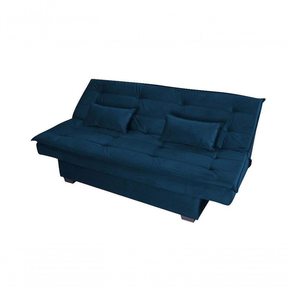 Sofá Cama 3 Lugares Casal Premium Reclinavel 1,80 Larg Esmeralda Matrix Suede Azul - 2