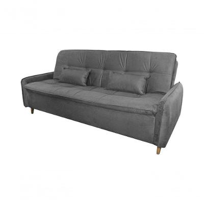 Sofá Cama 3 Lugares Casal Premium Reclinável Com Almofadas 2,06 Larg Donna Matrix Suede Cinza