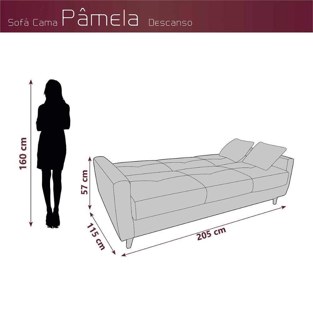 Sofá Cama Casal Premium 3 Lugares Com Baú 2,08 Larg Pamela Matrix Veludo Azul - 5