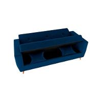 Sofá Cama Casal Premium 3 Lugares Com Baú 2,08 Larg Pamela Matrix Veludo Azul - 1
