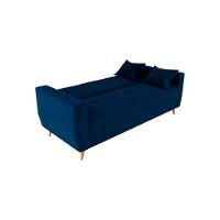Sofá Cama Casal Premium 3 Lugares Com Baú 2,08 Larg Pamela Matrix Veludo Azul - 2
