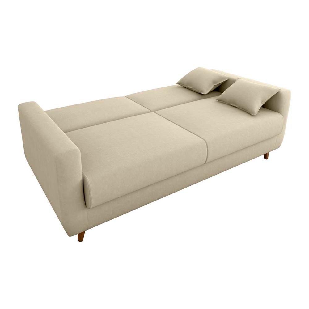 Sofá Cama Premium 3 Lugares 1,90 Larg Emilia Matrix Suede Bege - 3