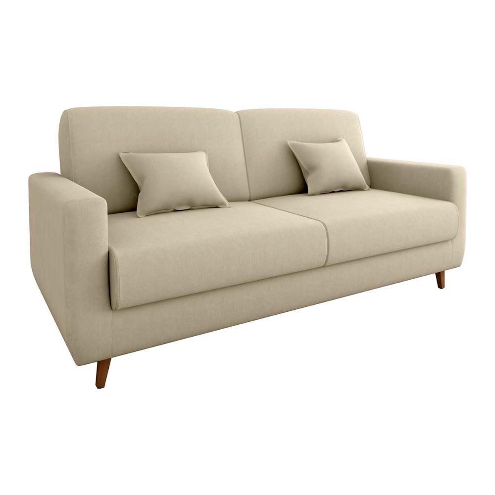 Sofá Cama Premium 3 Lugares 1,90 Larg Emilia Matrix Suede Bege - 4