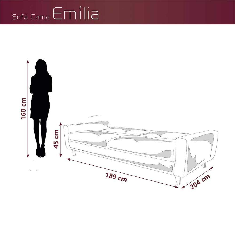 Sofá Cama Premium 3 Lugares 1,90 Larg Emilia Matrix Suede Bege - 5