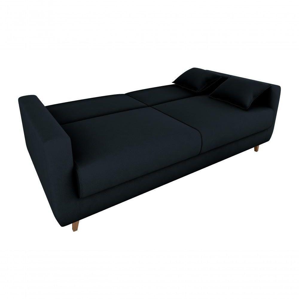 Sofá Cama Premium 3 Lugares 1,90 Larg Emilia Matrix Veludo Preto - 4