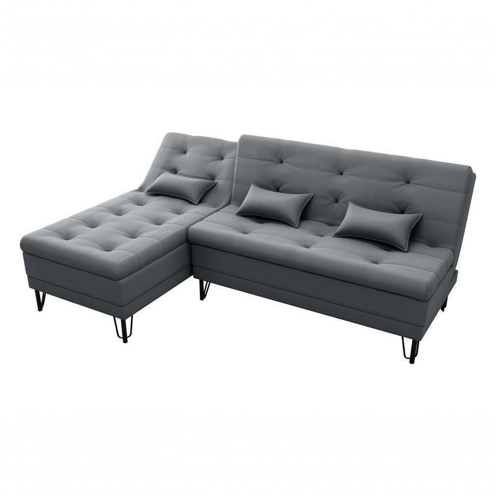 Sofá Cama 3 Lugares Com Chass Casal Luxo Premium Nice Matrix Veludo Cinza - 4