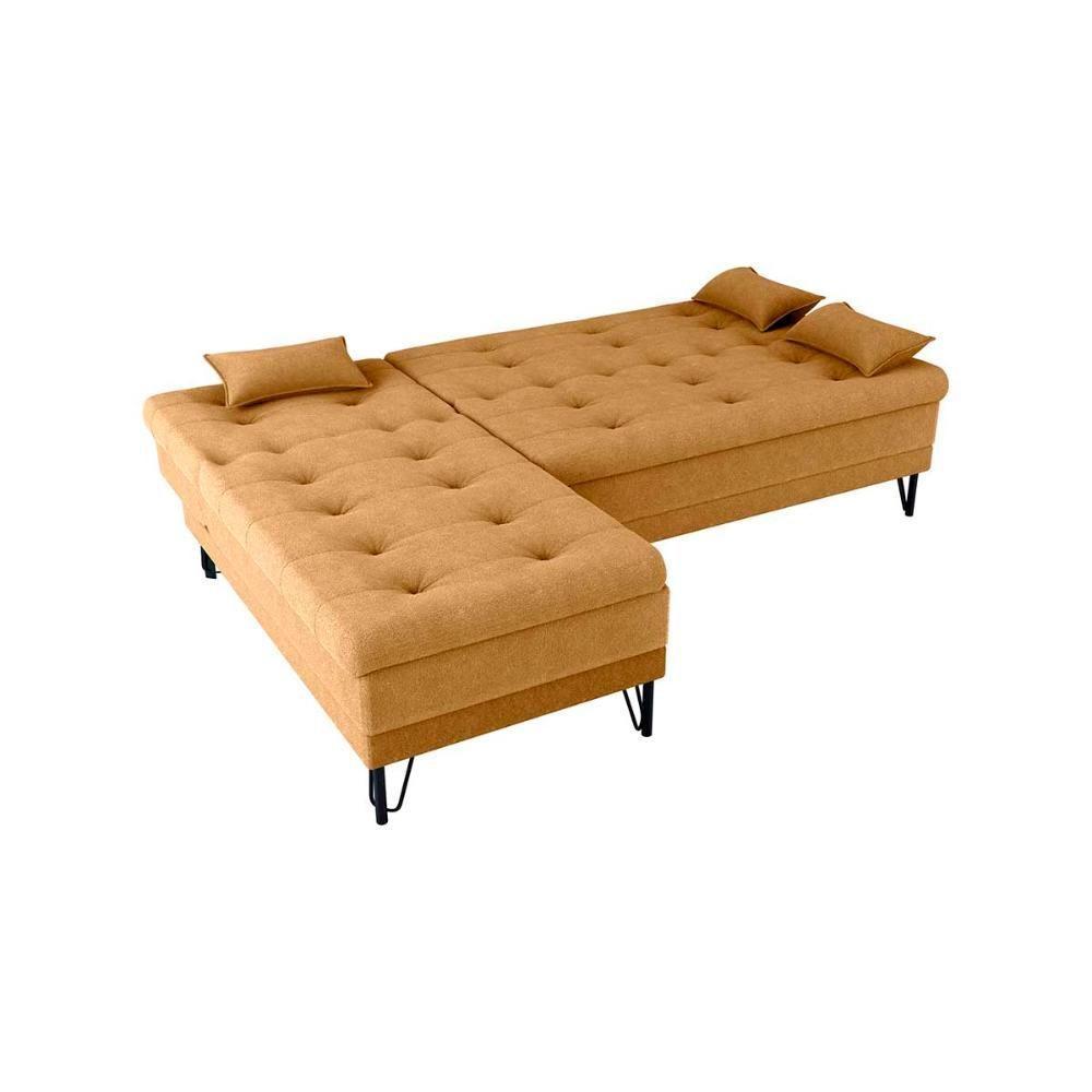 Sofá Cama 3 Lugares Com Chass Casal Luxo Premium Nice Matrix Boucle Mostarda - 2