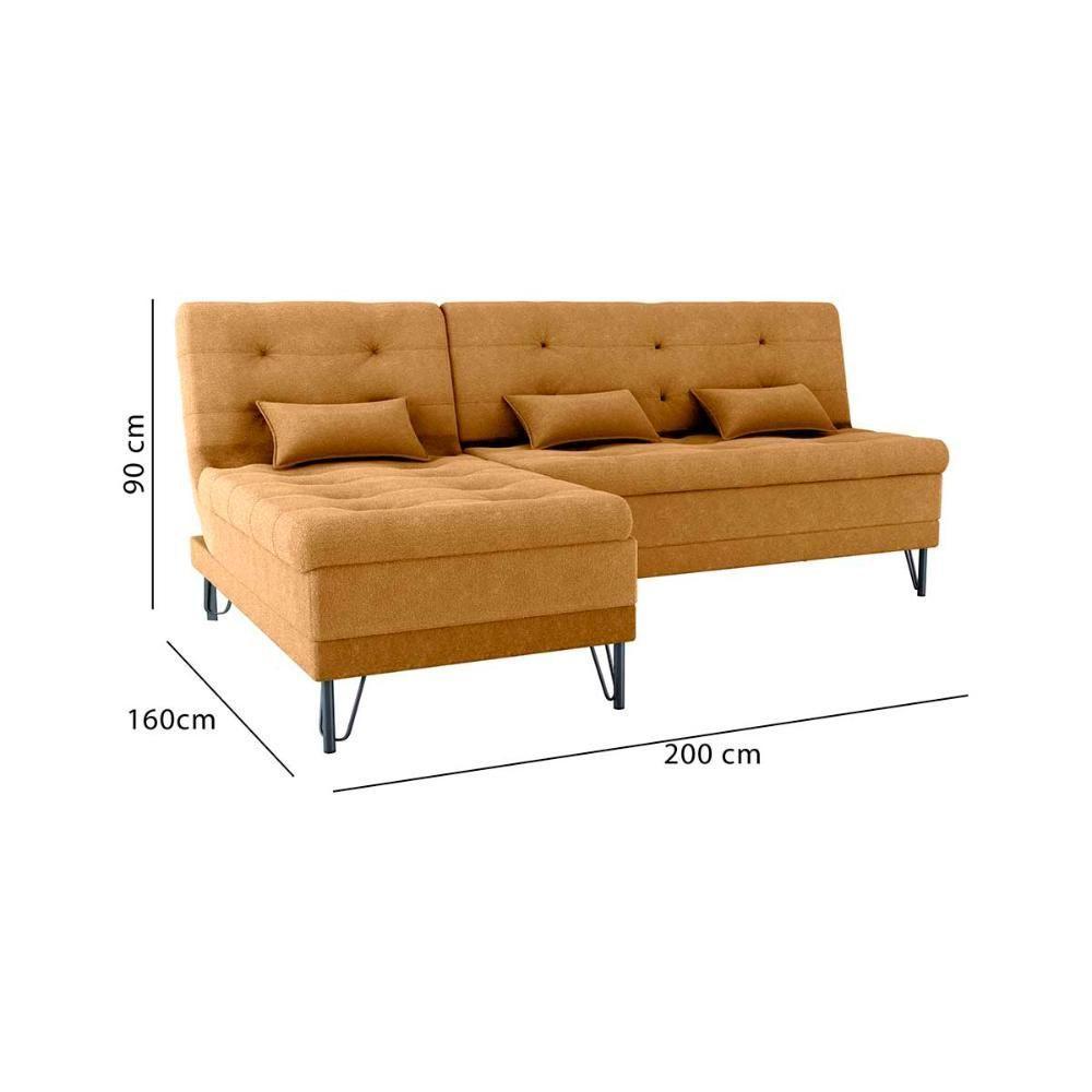Sofá Cama 3 Lugares Com Chass Casal Luxo Premium Nice Matrix Boucle Mostarda - 5