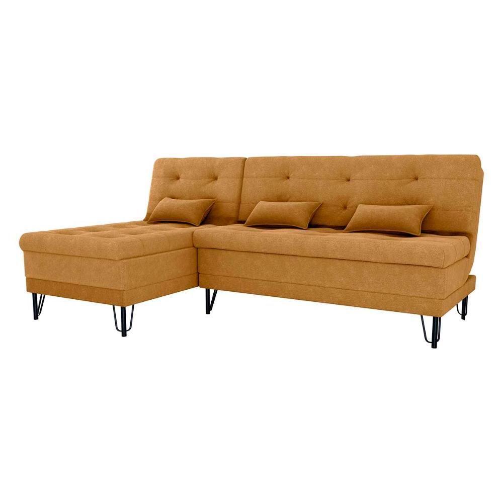 Sofá Cama 3 Lugares Com Chass Casal Luxo Premium Nice Matrix Boucle Mostarda - 6