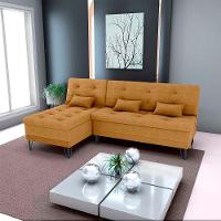 Sofá Cama 3 Lugares Com Chass Casal Luxo Premium Nice Matrix Boucle Mostarda